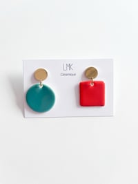 Paire de boucles d'oreilles céramique TRICARRÉ E