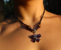 Image 1 of Amethyst Crystal Butterfly Necklace