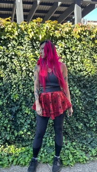 Image 3 of Red Spider Web Flare Skirt 