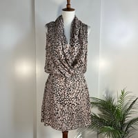 Image 2 of PARKER silk leopard print drape neck dress