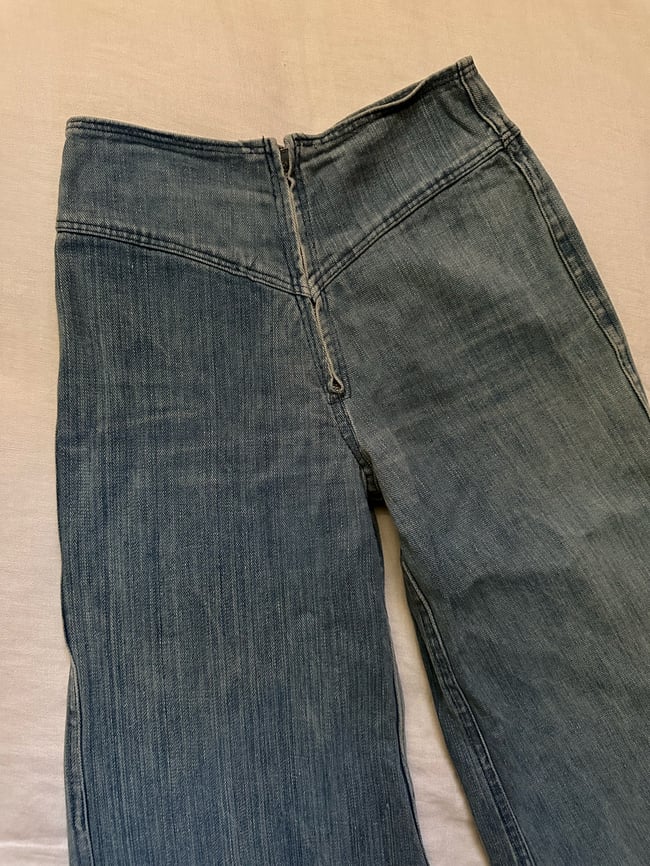 70s FRENCH zipper bellbottom denim jeans
