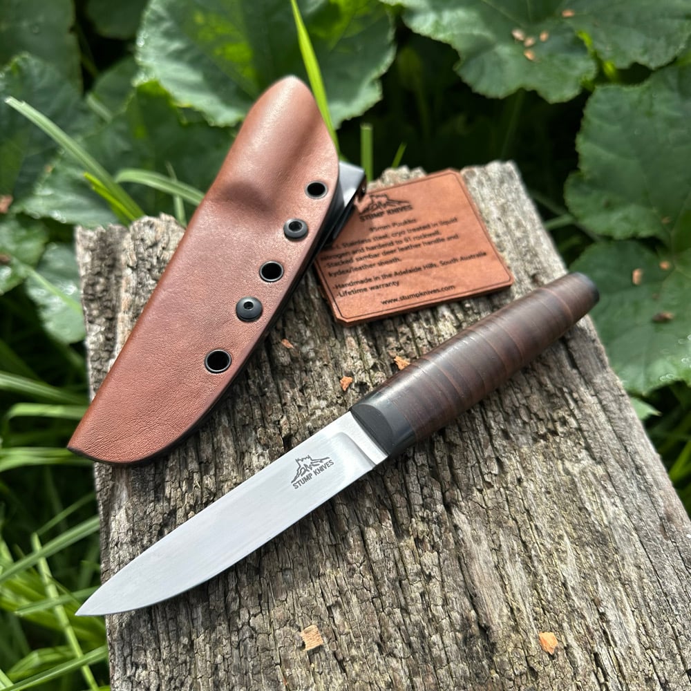Image of 95mm Puukko AEB-L Stacked Leather 