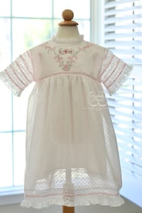 Image 2 of Size 4 Pink Swiss Dot & Hand Embroidered Dress