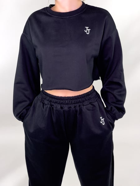 Image of OVERSIZED BLACK JJ CROPPED SWEATER