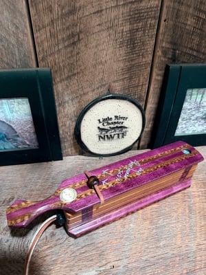 Image of Purple heart / Mahogany with snake wood inlay parquet style short box