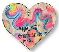 Image 4 of ‘NAILED’ ORIGINAL PAINTING ON HEART SHAPED PANEL 9”x8 3/4”