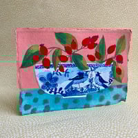 Image 1 of Rosehips in a Blue and White Bowl
