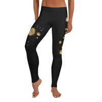 Image 2 of Black and Gold Celestial Constellation Inspired Leggings