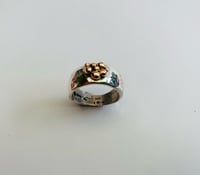 Image 3 of Cast silver ring with gold blobs size Q1/2