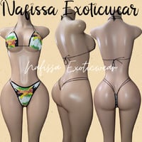 Image 3 of Caribbean Heat Jamaican Print Bodysuit and Caribbean Heat Jamaican Print Thong Set