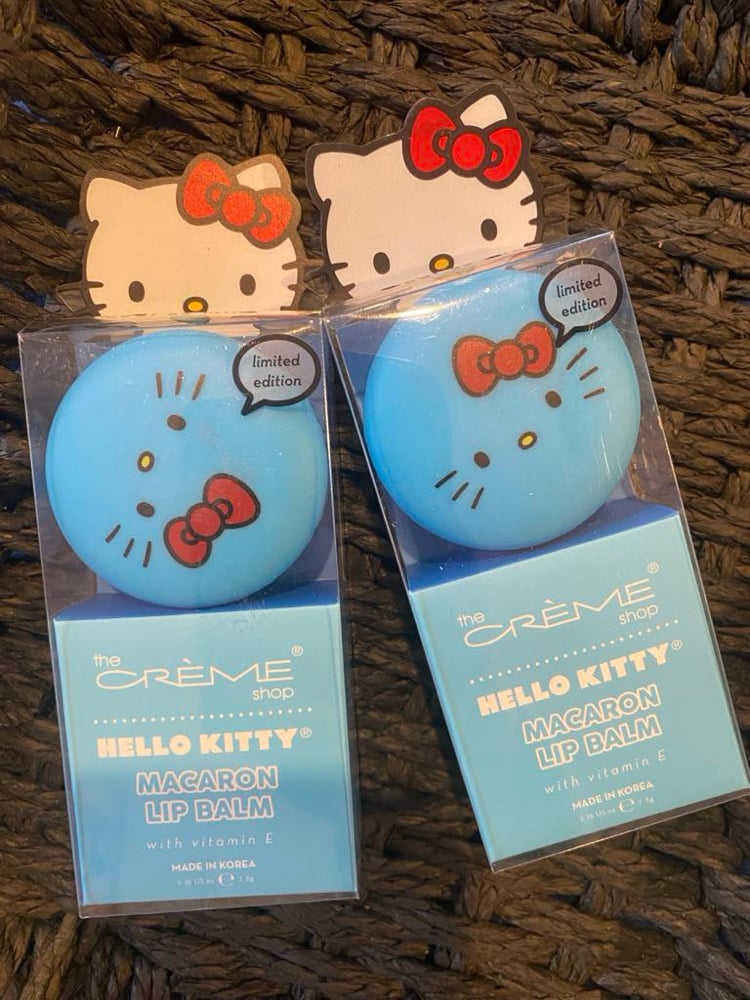 Image of The Creme Shop Hello Kitty Blue Macaron Lip Balm 