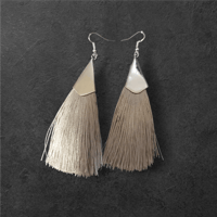Earrings - silver, gray strands