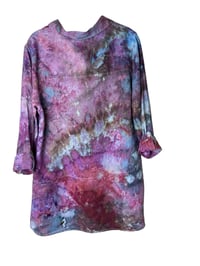 Image 8 of ♻️ UPCYCLED L 100% Linen Tunic in Warm Earthy Ice Dye