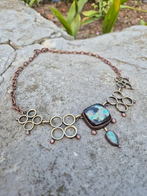 Bullet casings black and blue necklace 