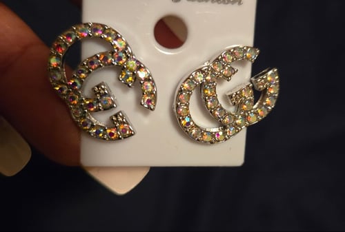 Image of Double G Earrings (Rainbow Silver)