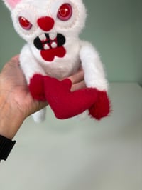 Image 3 of Weighted Evil White Rabbit with Pink Eyes