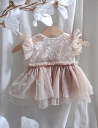 Image 1 of Pastel beige newborn girls photoshoot outfit | Rosalie | photo props