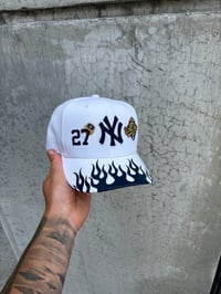 Image 1 of WHITE NAVY PATCHED UP NEW YORK YANKEES CUSTOM SNAPBACK