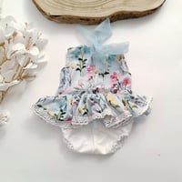 Image 3 of Newborn girls body-dress | floral blue