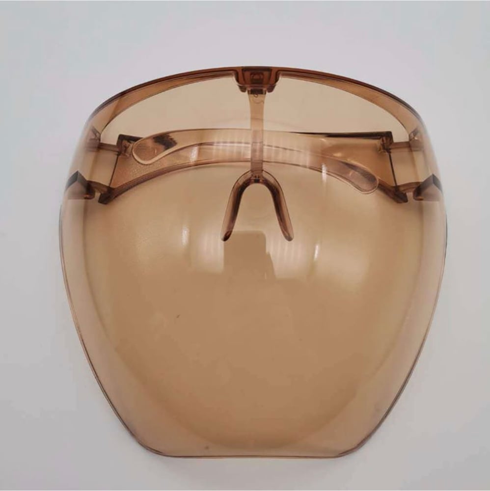 Image of Transparent Colored Shield Face Mask -Brown