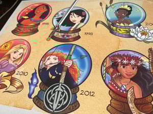 Image of Disney Princess Crystal Ball Series Tattoo Flash Set: DisCBSet1 11x14