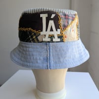 Image 1 of Reworked LÁ Reversible Bucket Hat 40s Quilt top XL 24