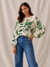 Large Green Foliage Smock Top sizes 8-20 with free postage 