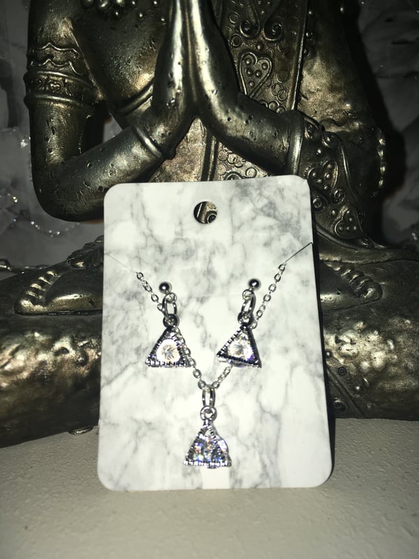 Image of Triangular gem earrings match set