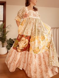 Image 2 of 'Meadow Lark' with Sleeves Mid-Century Vintage Rose Full Length Dress