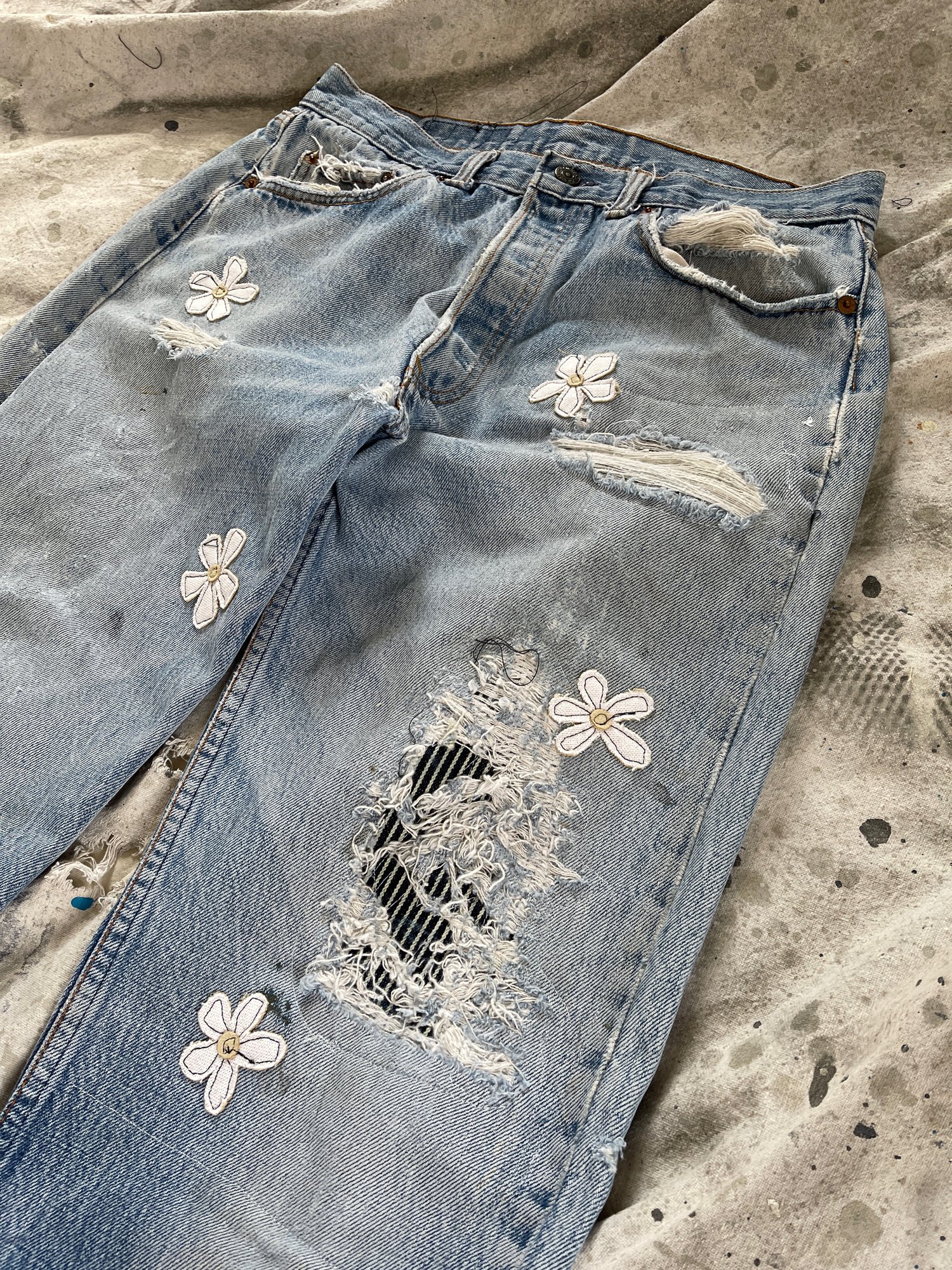Image of Floral repaired jean 
