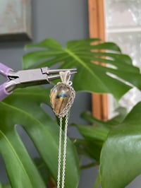 Image 2 of Silver Labradorite Shield Crystal Necklace