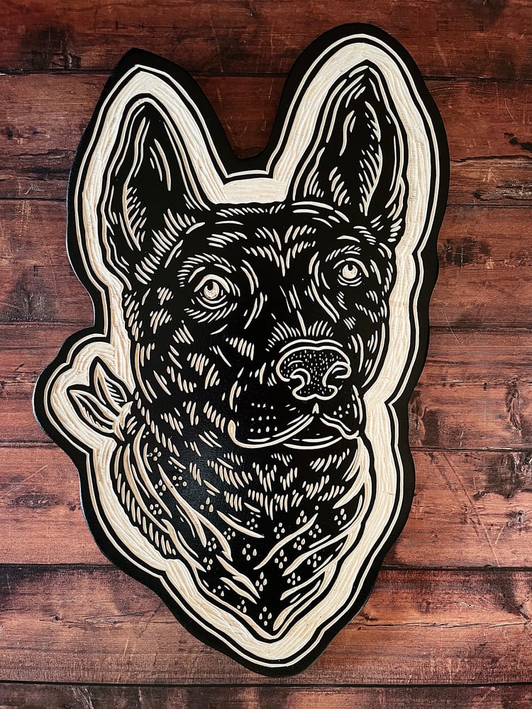Image of Custom Pet Portrait Woodcut 