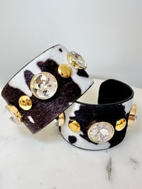 Image 1 of Cowhide Black & White Cuff