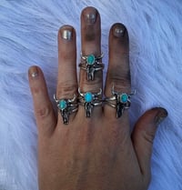 Image 1 of Turquoise Steer Skull Ring