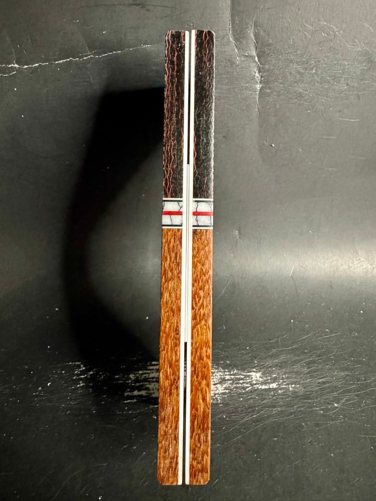 Image of Layered Burlap Micarta & Leopardwood Segmented Knife Scales