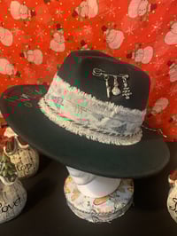 Image 1 of "Jingle All The Way" Hand-Burned Narrow Brim Christmas Hat
