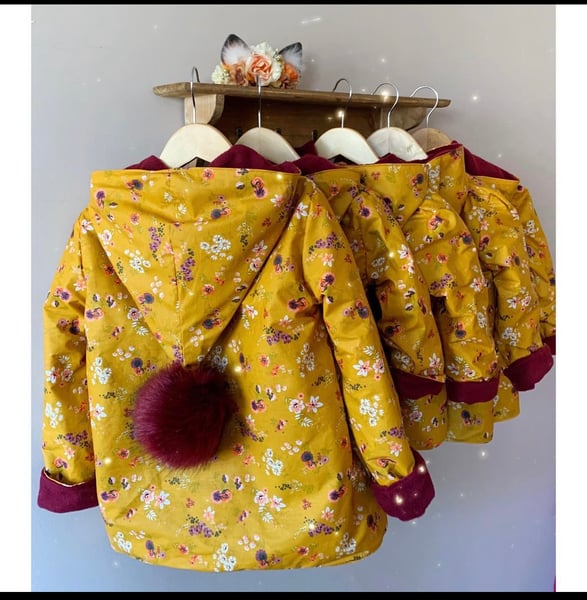 Image of Mustard floral winter coat 