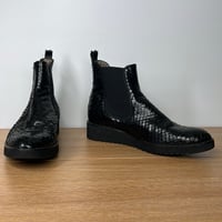 Image 2 of THE SHOE BOX Black Genuine Leather Snake Skin Textured Women’s Ankle Bootie’s