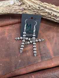 Image 2 of 6mm Sterling Silver Pearl Cross Earrings 