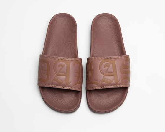 Image of DALLAS MOCHA SLIDES TODDLER TO ADULT SIZES (PREORDER)