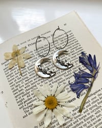 Image 1 of Silver Cherub Moon Hoops