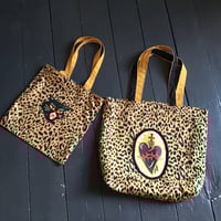 Image 7 of Black  or red Sacred Heart Bag with cheetah cotton fabric
