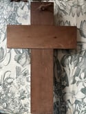 Crucifix Art Déco en bois et laiton, 1920