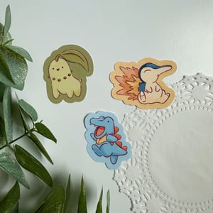 Image of Gen 2 Starter Pokémon Waterproof Stickers