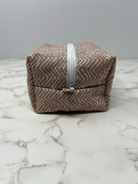 Image 3 of Handmade Brown Herringbone Boxy Pouch