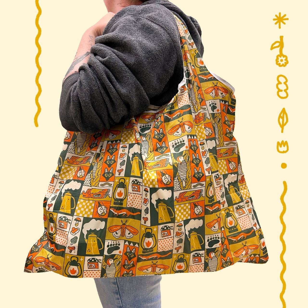 Autumnal Quilt Packable Tote Bag ↟CAMP MUSTELID↟
