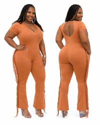 Image 2 of Mineral Washed Fringed Jumpsuit 