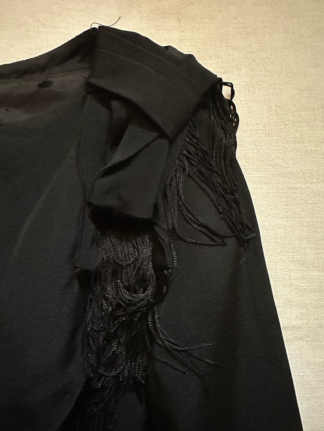 1960s black fringe cocktail mini dress