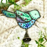 Image 1 of Folk Bird- green & blue 