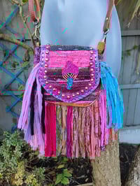 Image 3 of FRILL MINI body cross Sari bag with ruffles - detachable strap -shroom 